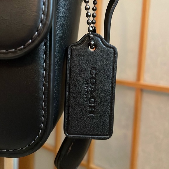 Coach Tea Rose Mini Studio Baguette Pewter/Black & a Pink Cherry Bag Charm NWT - Picture 14 of 17